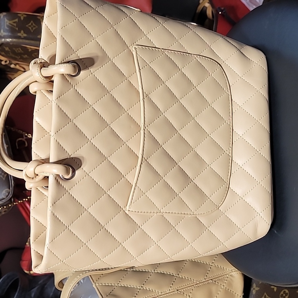 Chanel Cambon Line Tote Bag Calf Beige - Picture 2 of 14